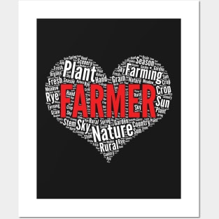 Farmer Heart Shape Farming Tractor print Posters and Art